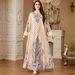 Muslim Dress Women "Elegant Middle Eastern Muslim Abaya Dress With Dubai-Inspired Floral Print – Modest Long Sleeve Robe For Women"_ecoleips.com
