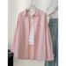 Women's Clothing Candy Color Shirt Spring And Autumn Embroidery Loose Medium And Long Slim Long Sleeve Shirt_ecoleips.com