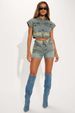 Women's Stretch Denim Two-Piece Set - Fashion Matching Outfit, Casual Leisure Suit_ecoleips.com