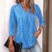 Aria Basics Aria Basics 2024 European American Spring And Autumn New Button Polka Dot V-Neck Long Sleeve Top Cross-Border Women's T-Shirt_ecoleips.com