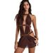 Bodycon Mesh Backless Dress With Rhinestone Detail, Elegant Cutout Cocktail Party Dress Versatile Short Length_ecoleips.com