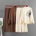 Elegant Women's Knitted Suit Long Sleeved Floral Sweater And Casual Wide Leg Pants Two Piece Set Fashionable Autumn Winter Outfit_ecoleips.com