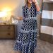 Women's Clothing Spring And Summer Geometric Print Round Neck Long Skirt Dress_ecoleips.com