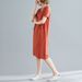 plus Size Women's Summer T-Shirt Dress Loose Korean Style Mid-Length V Neck Solid Color Slimming Short Sleeve for Curvy_ecoleips.com