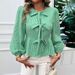 Diyun European And American 2024 Auumn Winer Women's Casual Puff Round Neck Loose Long Sleeve_ecoleips.com