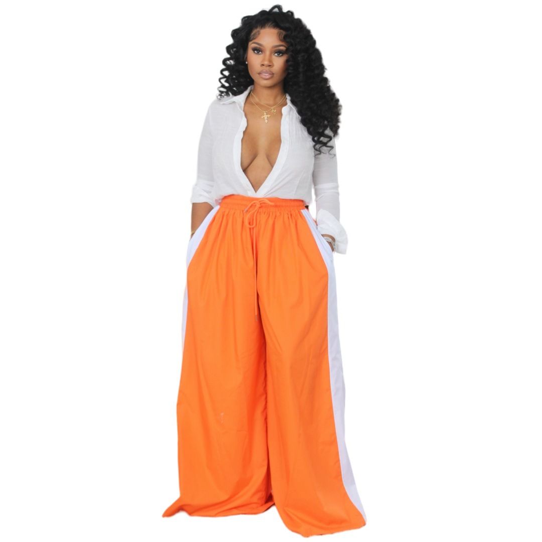Women's Clothing Fashion Casual Color Matching Wide Leg Pants_ecoleips.com