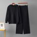 Women's Autumn/Winter Knitted Hooded Sweatshirt Set Casual Fashionable Two-Piece Sweater And Pants Ensemble Lazy Style_ecoleips.com