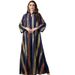 Women's Clothing Embroidered Metallic Stripe Kaftan Dress – Modest Long Sleeve Maxi With Stand Collar & Sequins (S-XL, Elegant Colors)_ecoleips.com