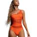 Women's Clothing Sexy Hollow Mesh One Shoulder Slim Swimsuit_ecoleips.com