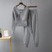 Women's Sexy V-Neck Sweater & Casual Jogger Pants Set - Autumn Two-Piece Outfit For Work & Leisure_ecoleips.com