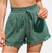 2025s 2025 Spring Summer New Women's Fashion Lace Trim Beach Casual Loose Drawstring Shorts_ecoleips.com
