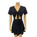 Sexy Cropped Solid Color Dress For Women Strappy Low Cut Style Short Sleeved Women's Clothing_ecoleips.com