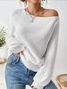 Women's Commuter Style Off-Shoulder Pullover Knitted Sweater Solid Color Loose Casual One-Shoulder Neck Autumn Winter Fashion_ecoleips.com