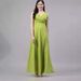 Women's V-neck Solid Color Dress Evening Gown Long Chiffon Sleeveless_ecoleips.com