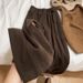 Aria Basics 380g Starry Sky Woolen Coffee-colored Wide-leg Pants, Women's Winter Plus-size Casual Long Sweatpants_ecoleips.com