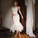 Summer Style Women's Slim Fit V Neck Top Sexy Lace Patchwork Mesh Fishtail Skirt New_ecoleips.com