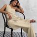 Women's Clothing One Shoulder Vest High Waist Wide Leg Pants Two Piece Suit_ecoleips.com