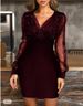 Mesh V-neck Sequined Dress Slim Fit Sexy Dress Spot_ecoleips.com