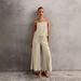 European And American 2025 Summer Cotton And Linen Cool Suspender Trousers Loose Casual Comfortable Two Piece Set_ecoleips.com