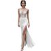 Women’s Clothing women's street shooting v neck dress backless side high slit fishtail skirt_ecoleips.com