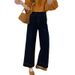 New Style Dark Blue Petite Women's Jeans Plus Size Slimming Loose Fit Cropped Wide Leg Pants Pear Shaped Figure_ecoleips.com