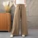 Suitable For All Seasons Zen Elastic Waist Drawstring Tie Linen Casual Loose Slimming Versatile Wide-leg Long Pants For Women_ecoleips.com