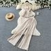 Women's Halter Neck Tie Vest High Waisted Wide Leg Pants Two Piece Set Slim Fit Summer Resort Style Clothing_ecoleips.com