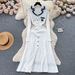 French Robe for Women Polo Collar Embroidered Long Skirt Slim Knitted Dress Elegant Temperament Cross Border Foreign Trade_ecoleips.com