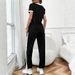 Women's Heart Print Summer Casual T-Shirt And Sweatpants Two-Piece Set American Style Clothing_ecoleips.com
