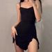 Sexy Solid Color Women's Short Suspender Dress Fashion Simple Slit Irregular Style Hot Women's Clothing_ecoleips.com