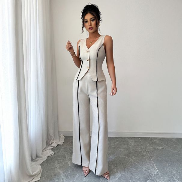 Women's Color Block Sleeveless Suit Set Spring Summer European American Style Mature Urban Sexy Women's Clothing_ecoleips.com