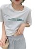 Summer Loose Ort Sve T-irt Women's Korean Sle Printed Letter Top Casual Commute Sle Round Ne Ort Length_ecoleips.com
