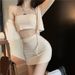 Internet Celebrity Street Style Salt Series Women's Summer Three-Piece Set 2025 New Sexy Strapless Cardigan Bodycon_ecoleips.com