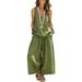 Women's Two Piece Set Wide Leg Pants And Sleeveless Vest Solid Color Spring Summer New Arrival_ecoleips.com