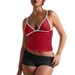 European American Style Pure And Alluring Low-neck Color-blocked Camisole, Sexy Slim-fit Crop Top For Women_ecoleips.com