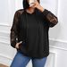 European American Cross-border Round-neck Hollow-out Pullover Top With Lace Splicing And Long Sleeves, Loose Fit_ecoleips.com