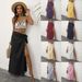 Boho Beach Wrap Skirt With Tassel Trim – Flowy Asymmetrical Maxi Skirt For Women, One-Piece Design, Adjustable Tie Waist, Versatile Summer Outfit_ecoleips.com