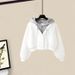 Women's Clothing Fashion Suit Hooded Two Piece Short Sweatshirt With Letter Waist Cuffs Casual Sweatpants Fashionable Harem Pants_ecoleips.com