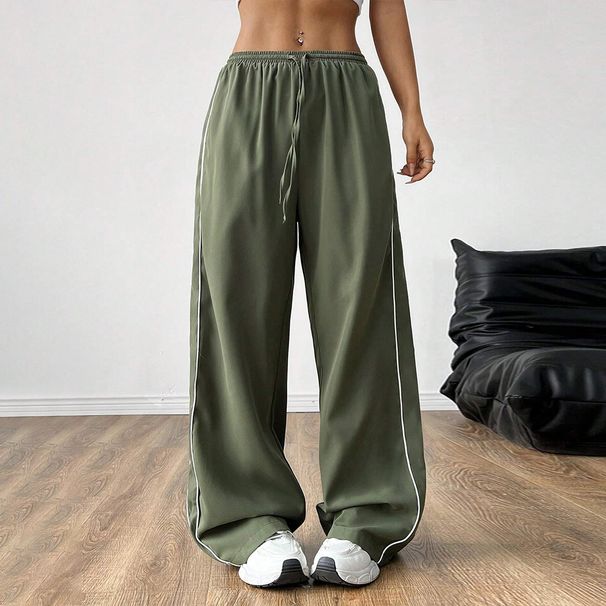 Voya 2026 European American Women's Spring-summer Casual Loose-fit Wide-leg Pants With Elastic Waistband And Side_ecoleips.com