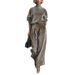 Velvet-Touch High-Neck Tracksuit Set - Cozy Wide-Leg Pants & Zip-Up Top For Women_ecoleips.com