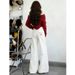 Women's High-Rise White Embroidered Flared Jeans – Vintage 70s Bell Bottom With Boho Stitching & Non-Skinny Fit For Spring_ecoleips.com