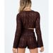Women's Lace Knit Shorts Set - Sexy Long Sleeve Crop Top & Sweater Two-Piece Outfit, Casual Streetwear, Boho Chic_ecoleips.com