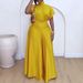 Women's Clothing Satin Silky Strap Flying Sleeve Wide Leg Two Piece Suit_ecoleips.com