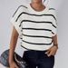 Cross Border Foreign Trade Women's Short Sleeved Sweater Women's Summer New Stripe Print Contrasting Color Pullover Knitted Top For Women_ecoleips.com