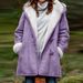 Women's Longline Hooded Button-Up Coat With Pockets - Soft Faux Suede & Polar Fleece Lining, Oversized Streetwear Jacket For Fall & Winter_ecoleips.com