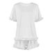 Summer New Round Neck Milk Silk Short Sleeve Shorts Lace Pajama Set European And American Cross-Border Wholesale_ecoleips.com