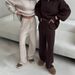 Women's Clothing Half Zip Pullover Sweater High Neck Half Zip Pullover Sweater & Pants Set - Casual Solid Color Two-Piece Outfit For Fall & Winter_ecoleips.com