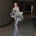 Women’s Clothing evening dress long skirt female host celebrity banquet annual meeting temperament light luxury tube top dress_ecoleips.com