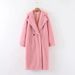 Long Sherpa-Lined Coat – Oversized Fleece Jacket For Women | Winter-Ready | Notched Collar | White/Pink/Red/Khaki/Blue_ecoleips.com