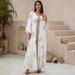 New Muslim Women's Evening Dress Flower Hot Stamping Robe_ecoleips.com